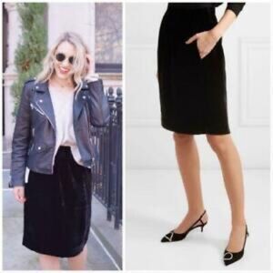 J. CREW Velvet Knee Length Midi Pencil Skirt Black XXS